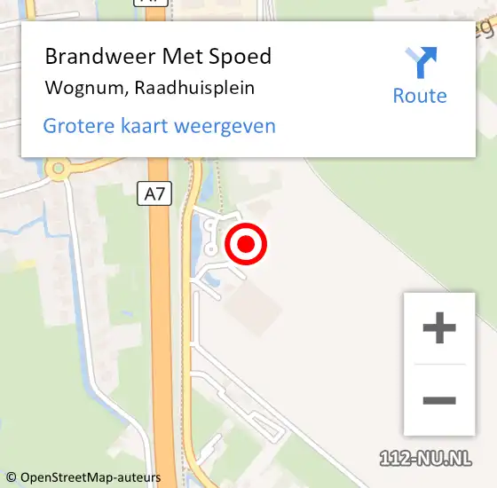 Locatie op kaart van de 112 melding: Brandweer Met Spoed Naar Wognum, Raadhuisplein op 13 maart 2023 15:49