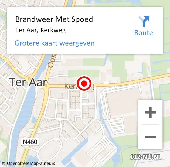 Locatie op kaart van de 112 melding: Brandweer Met Spoed Naar Ter Aar, Kerkweg op 13 maart 2023 15:54