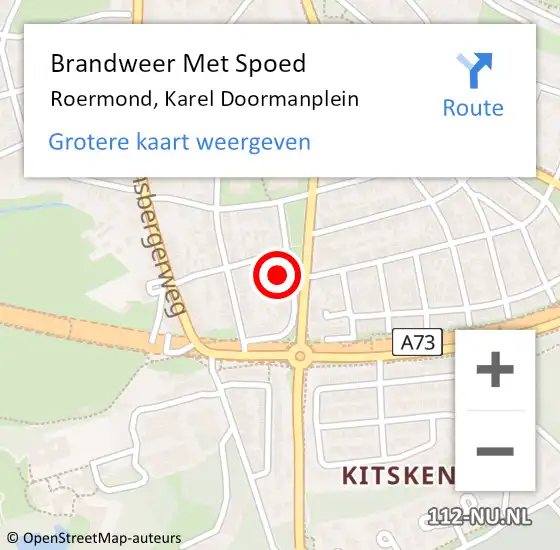 Locatie op kaart van de 112 melding: Brandweer Met Spoed Naar Roermond, Karel Doormanplein op 13 maart 2023 15:55