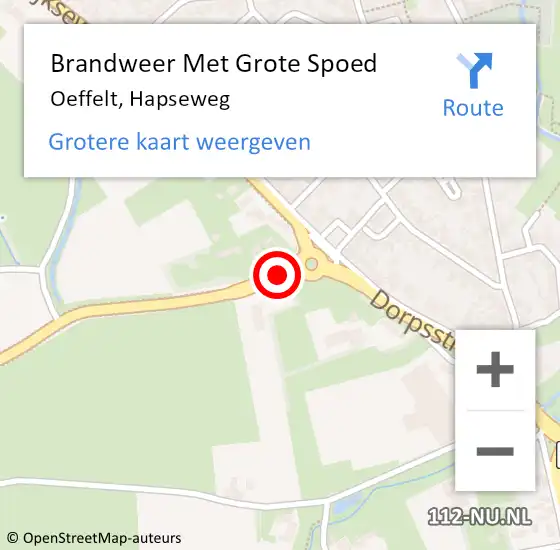 Locatie op kaart van de 112 melding: Brandweer Met Grote Spoed Naar Oeffelt, Hapseweg op 13 maart 2023 16:09