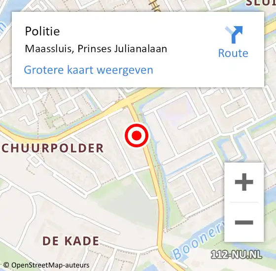 Locatie op kaart van de 112 melding: Politie Maassluis, Prinses Julianalaan op 13 maart 2023 16:15