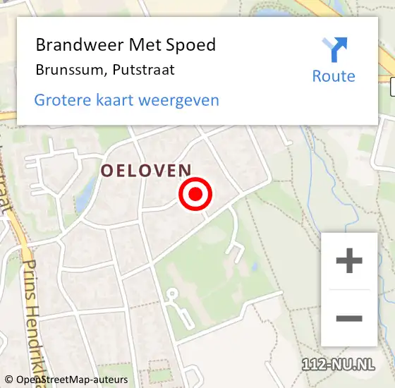 Locatie op kaart van de 112 melding: Brandweer Met Spoed Naar Brunssum, Putstraat op 13 maart 2023 16:33