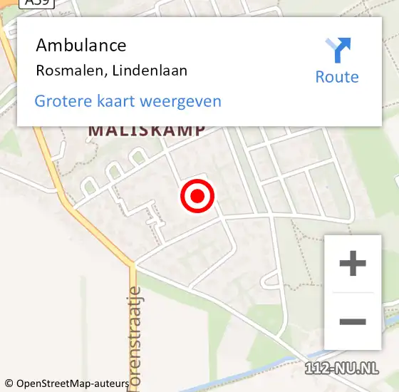 Locatie op kaart van de 112 melding: Ambulance Rosmalen, Lindenlaan op 18 augustus 2014 18:44