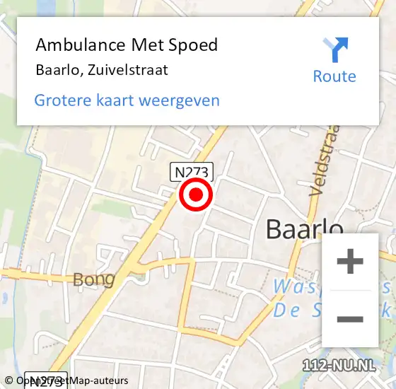 Locatie op kaart van de 112 melding: Ambulance Met Spoed Naar Baarlo, Zuivelstraat op 18 augustus 2014 18:44