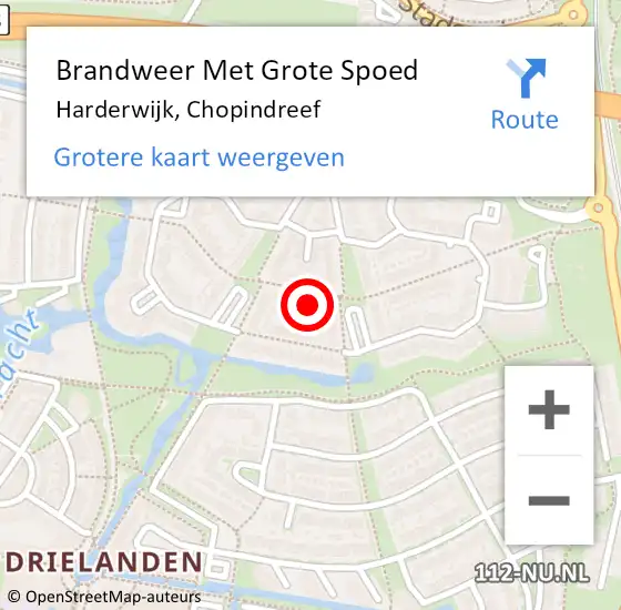 Locatie op kaart van de 112 melding: Brandweer Met Grote Spoed Naar Harderwijk, Chopindreef op 13 maart 2023 17:02