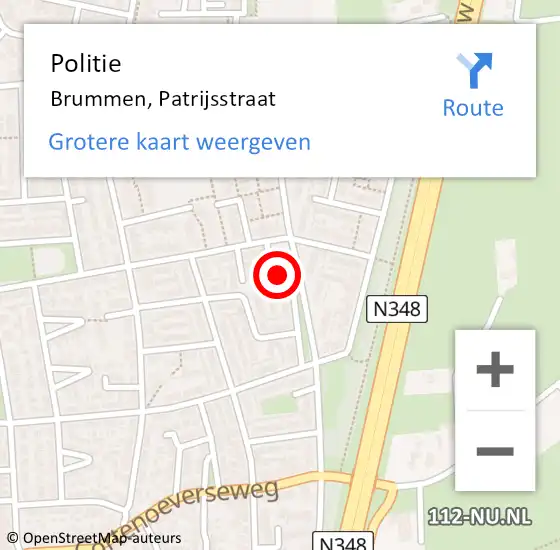 Locatie op kaart van de 112 melding: Politie Brummen, Patrijsstraat op 13 maart 2023 17:17