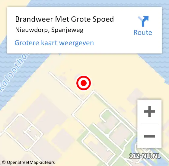 Locatie op kaart van de 112 melding: Brandweer Met Grote Spoed Naar Nieuwdorp, Spanjeweg op 13 maart 2023 17:23