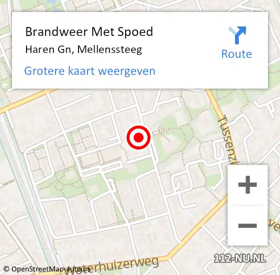 Locatie op kaart van de 112 melding: Brandweer Met Spoed Naar Haren Gn, Mellenssteeg op 13 maart 2023 17:24