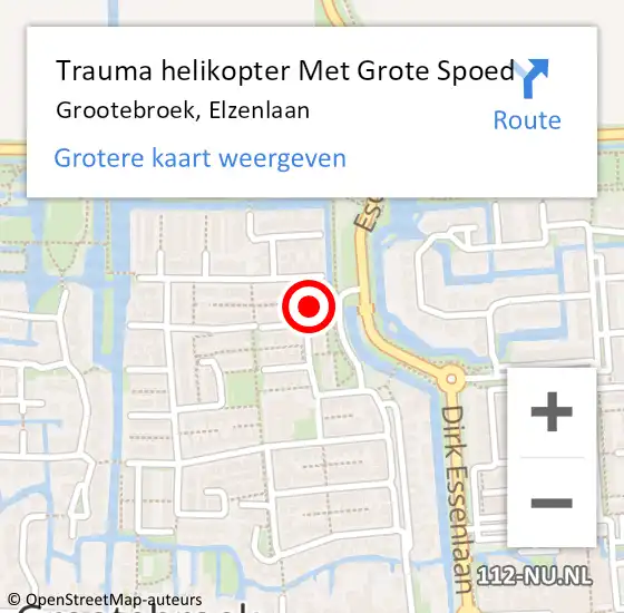 Locatie op kaart van de 112 melding: Trauma helikopter Met Grote Spoed Naar Grootebroek, Elzenlaan op 13 maart 2023 17:28