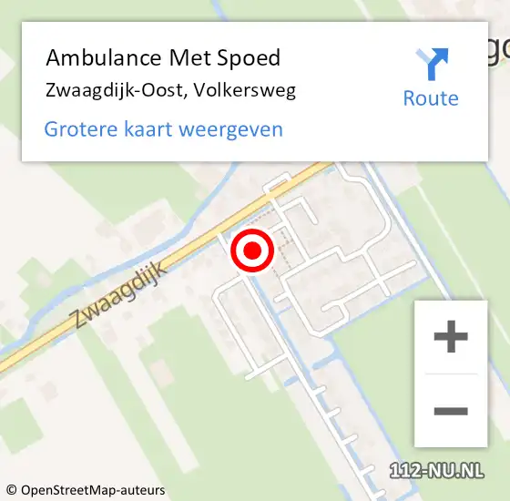 Locatie op kaart van de 112 melding: Ambulance Met Spoed Naar Zwaagdijk-Oost, Volkersweg op 13 maart 2023 17:30