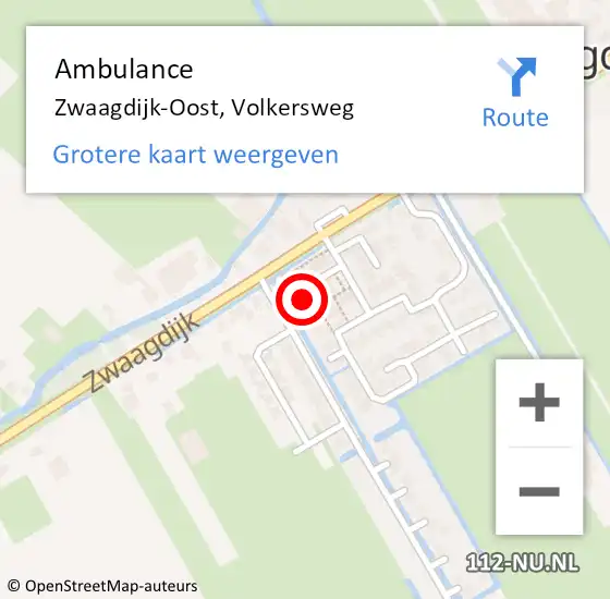 Locatie op kaart van de 112 melding: Ambulance Zwaagdijk-Oost, Volkersweg op 13 maart 2023 17:30
