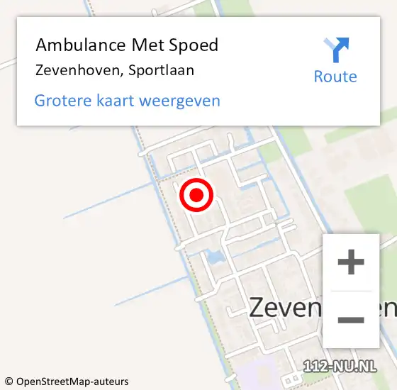 Locatie op kaart van de 112 melding: Ambulance Met Spoed Naar Zevenhoven, Sportlaan op 13 maart 2023 17:31