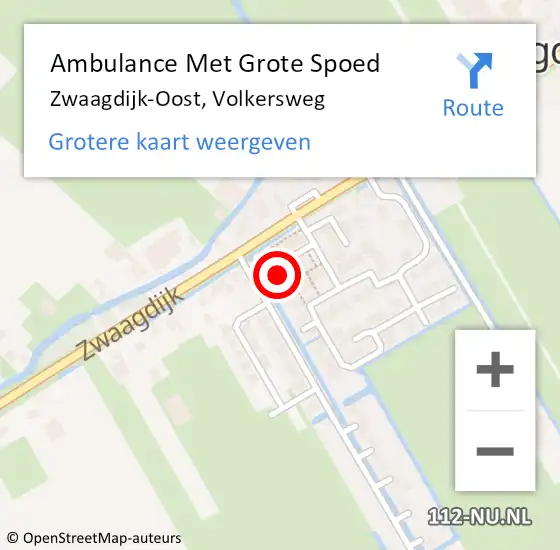 Locatie op kaart van de 112 melding: Ambulance Met Grote Spoed Naar Zwaagdijk-Oost, Volkersweg op 13 maart 2023 17:31