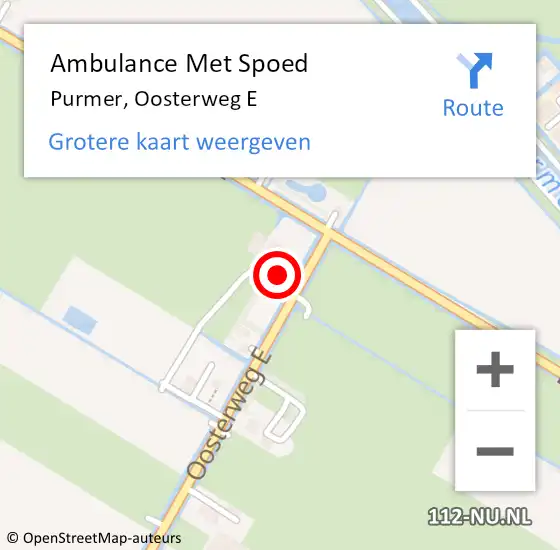 Locatie op kaart van de 112 melding: Ambulance Met Spoed Naar Purmer, Oosterweg E op 13 maart 2023 17:35