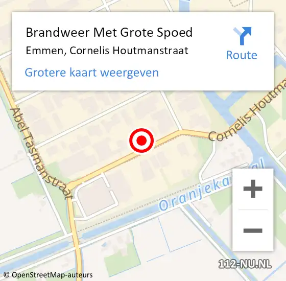 Locatie op kaart van de 112 melding: Brandweer Met Grote Spoed Naar Emmen, Cornelis Houtmanstraat op 13 maart 2023 17:45