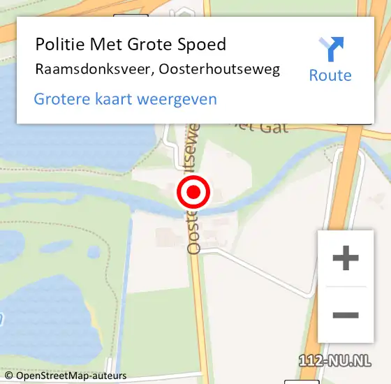 Locatie op kaart van de 112 melding: Politie Met Grote Spoed Naar Raamsdonksveer, Oosterhoutseweg op 13 maart 2023 17:52