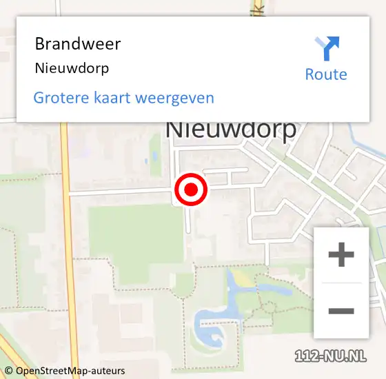 Locatie op kaart van de 112 melding: Brandweer Nieuwdorp op 13 maart 2023 17:53