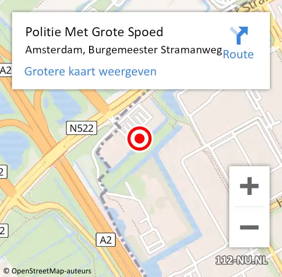 Locatie op kaart van de 112 melding: Politie Met Grote Spoed Naar Amsterdam-Duivendrecht, Burgemeester Stramanweg op 13 maart 2023 18:42