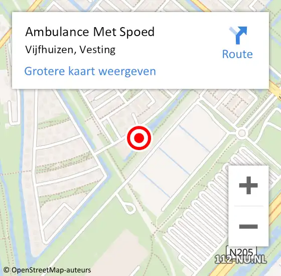 Locatie op kaart van de 112 melding: Ambulance Met Spoed Naar Vijfhuizen, Vesting op 13 maart 2023 18:42