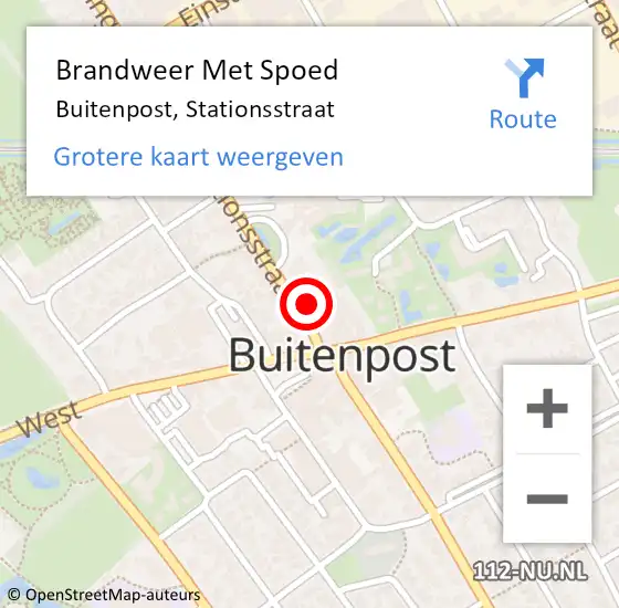 Locatie op kaart van de 112 melding: Brandweer Met Spoed Naar Buitenpost, Stationsstraat op 13 maart 2023 18:45