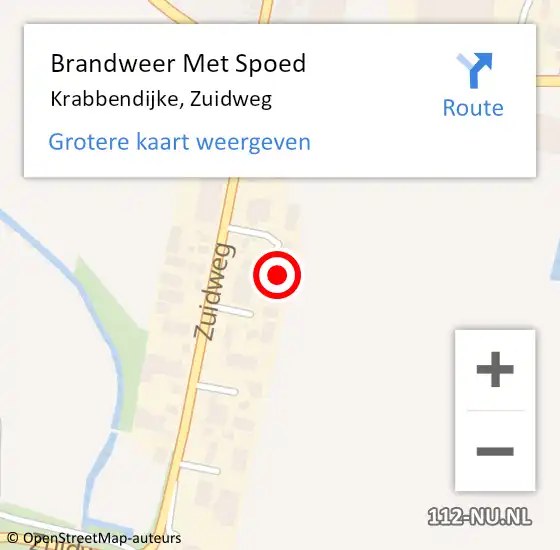 Locatie op kaart van de 112 melding: Brandweer Met Spoed Naar Krabbendijke, Zuidweg op 13 maart 2023 18:46