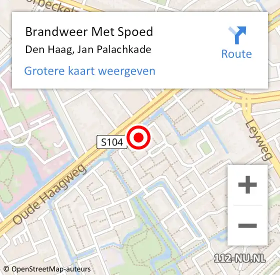 Locatie op kaart van de 112 melding: Brandweer Met Spoed Naar Den Haag, Jan Palachkade op 13 maart 2023 18:55