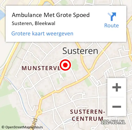 Locatie op kaart van de 112 melding: Ambulance Met Grote Spoed Naar Susteren, Bleekwal op 13 maart 2023 19:01