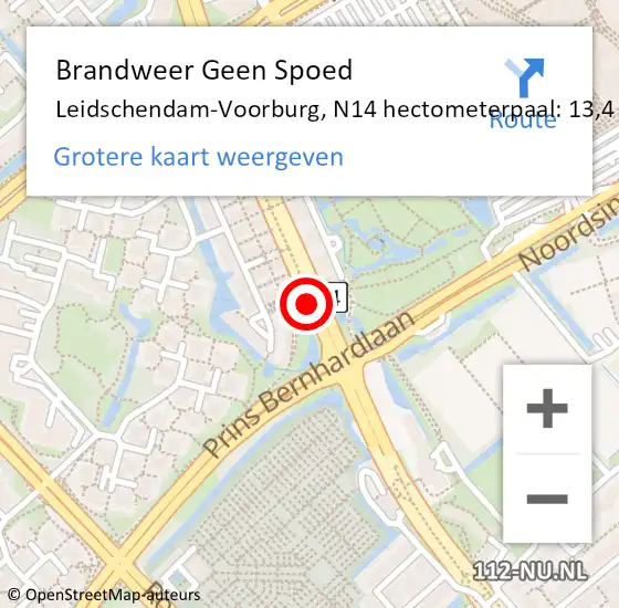 Locatie op kaart van de 112 melding: Brandweer Geen Spoed Naar Leidschendam-Voorburg, N14 hectometerpaal: 13,4 op 13 maart 2023 19:24