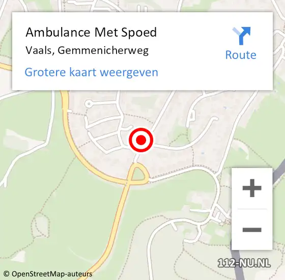 Locatie op kaart van de 112 melding: Ambulance Met Spoed Naar Vaals, Gemmenicherweg op 18 augustus 2014 19:15