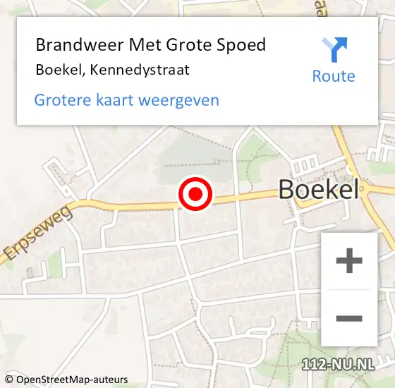 Locatie op kaart van de 112 melding: Brandweer Met Grote Spoed Naar Boekel, Kennedystraat op 13 maart 2023 20:30