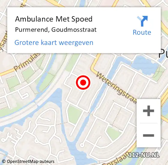 Locatie op kaart van de 112 melding: Ambulance Met Spoed Naar Purmerend, Goudmosstraat op 13 maart 2023 20:35