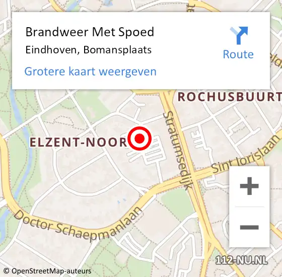 Locatie op kaart van de 112 melding: Brandweer Met Spoed Naar Eindhoven, Bomansplaats op 13 maart 2023 20:55