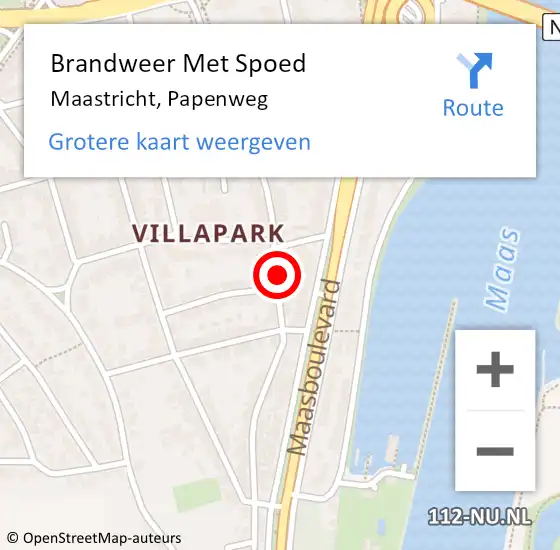 Locatie op kaart van de 112 melding: Brandweer Met Spoed Naar Maastricht, Papenweg op 13 maart 2023 21:15