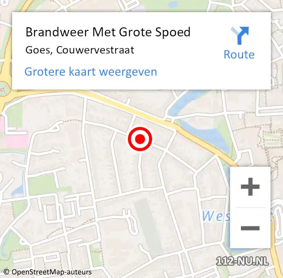 Locatie op kaart van de 112 melding: Brandweer Met Grote Spoed Naar Goes, Couwervestraat op 13 maart 2023 22:10