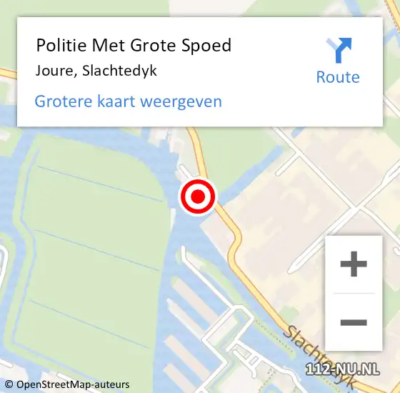 Locatie op kaart van de 112 melding: Politie Met Grote Spoed Naar Joure, Slachtedyk op 13 maart 2023 22:28