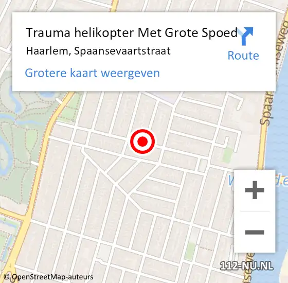 Locatie op kaart van de 112 melding: Trauma helikopter Met Grote Spoed Naar Haarlem, Spaansevaartstraat op 14 maart 2023 00:41