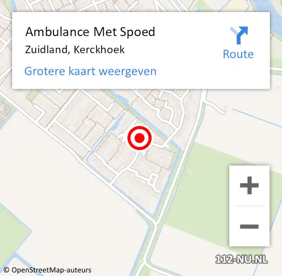 Locatie op kaart van de 112 melding: Ambulance Met Spoed Naar Zuidland, Kerckhoek op 14 maart 2023 01:05