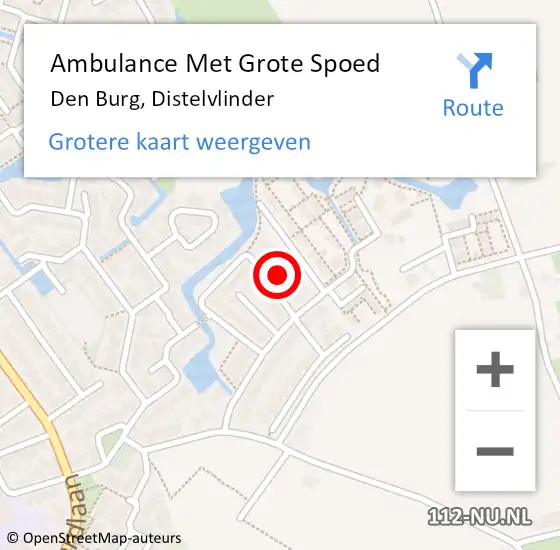 Locatie op kaart van de 112 melding: Ambulance Met Grote Spoed Naar Den Burg, Distelvlinder op 14 maart 2023 02:02