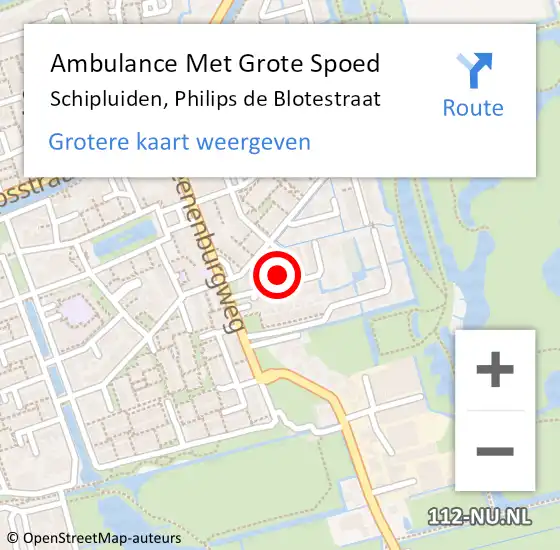 Locatie op kaart van de 112 melding: Ambulance Met Grote Spoed Naar Schipluiden, Philips de Blotestraat op 14 maart 2023 03:52