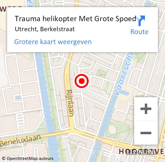 Locatie op kaart van de 112 melding: Trauma helikopter Met Grote Spoed Naar Utrecht, Berkelstraat op 14 maart 2023 04:06