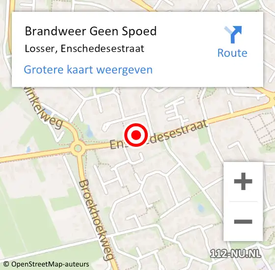 Locatie op kaart van de 112 melding: Brandweer Geen Spoed Naar Losser, Enschedesestraat op 14 maart 2023 04:26