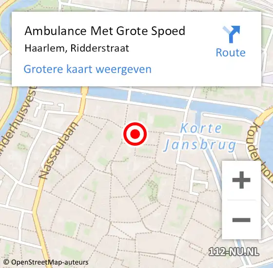 Locatie op kaart van de 112 melding: Ambulance Met Grote Spoed Naar Haarlem, Ridderstraat op 14 maart 2023 06:10