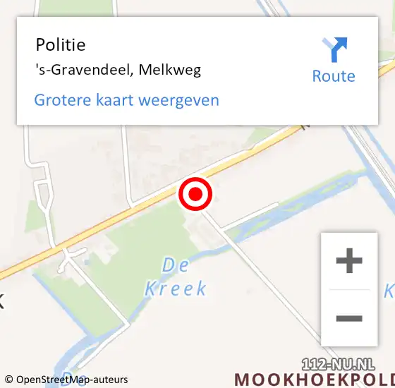 Locatie op kaart van de 112 melding: Politie 's-Gravendeel, Melkweg op 14 maart 2023 06:36