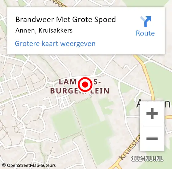 Locatie op kaart van de 112 melding: Brandweer Met Grote Spoed Naar Annen, Kruisakkers op 18 augustus 2014 19:54