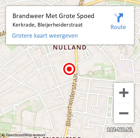 Locatie op kaart van de 112 melding: Brandweer Met Grote Spoed Naar Kerkrade, Bleijerheiderstraat op 14 maart 2023 07:25