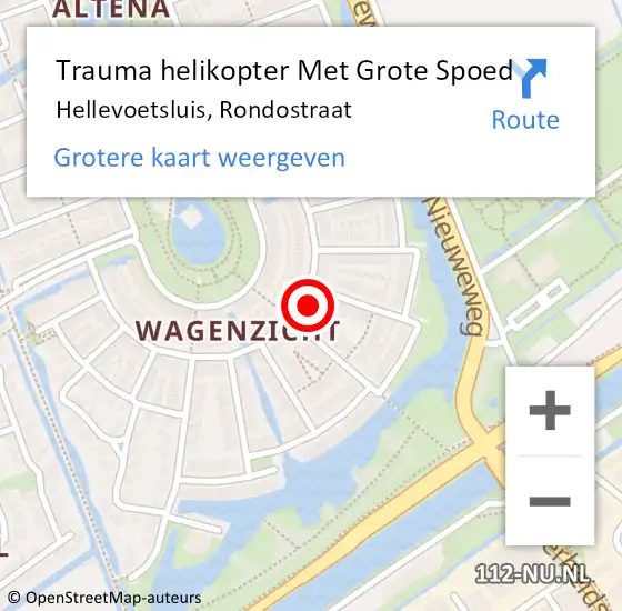 Locatie op kaart van de 112 melding: Trauma helikopter Met Grote Spoed Naar Hellevoetsluis, Rondostraat op 14 maart 2023 07:31