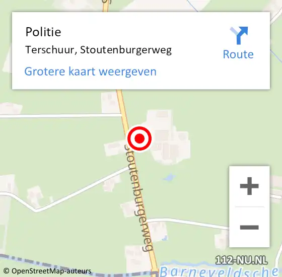 Locatie op kaart van de 112 melding: Politie Terschuur, Stoutenburgerweg op 14 maart 2023 07:42