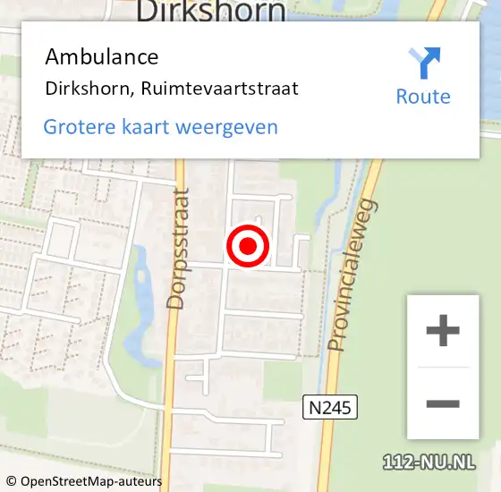 Locatie op kaart van de 112 melding: Ambulance Dirkshorn, Ruimtevaartstraat op 14 maart 2023 08:15