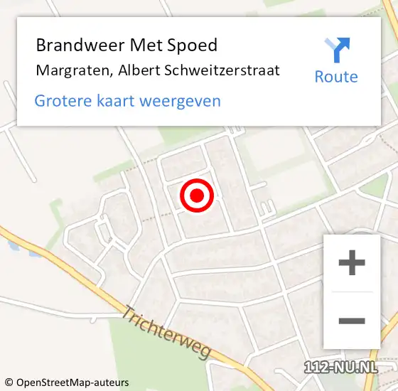 Locatie op kaart van de 112 melding: Brandweer Met Spoed Naar Margraten, Albert Schweitzerstraat op 14 maart 2023 08:16