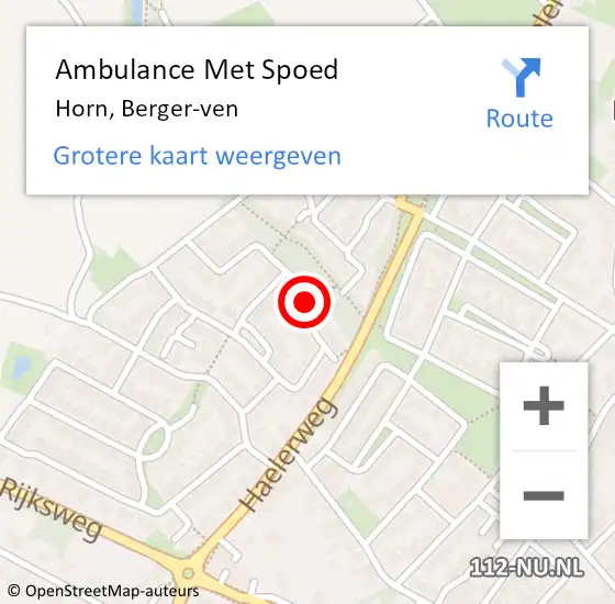 Locatie op kaart van de 112 melding: Ambulance Met Spoed Naar Horn, Berger-ven op 14 maart 2023 08:29